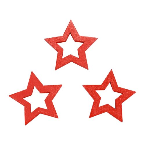 Product Scatter decoration Christmas decoration stars red wooden stars Ø4cm 54pcs