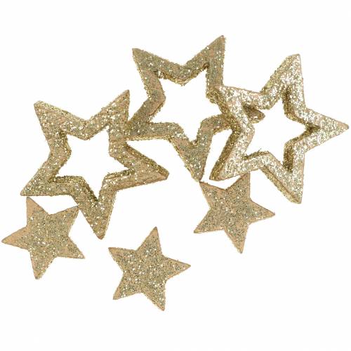 Floristik24 Scatter decoration stars gold glitter 48 pcs