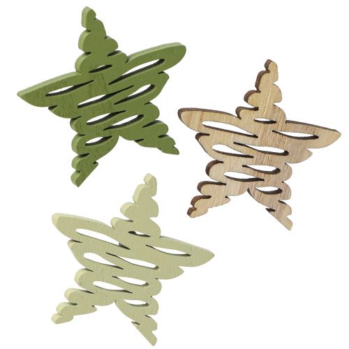 Wooden Stars Christmas Table Décor Green Ø4cm 72 pcs