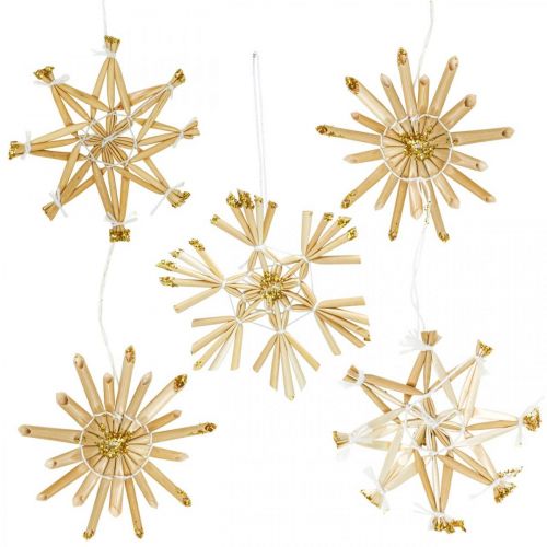 Straw Stars Glitter Gold Set Christmas Decorations Ø6cm 24pcs
