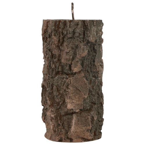 Floristik24 Pillar candle tree trunk decorative candle brown 130/65mm 1pc