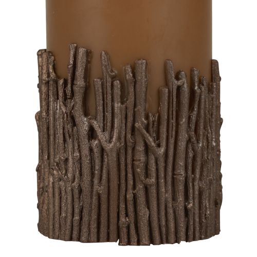 Pillar candle branches decor candle brown caramel 150/70mm 1pc