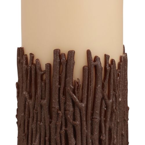 Product Pillar candle branches decor candle rustic beige 150/70mm 1 pc