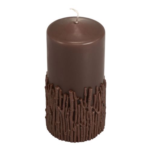 Product Pillar candle branches decor candle dark brown 150/70mm 1 pc
