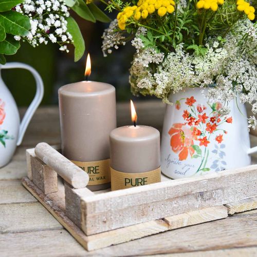 Product Pure pillar candle brown 90/60 natural wax candle sustainable stearin rapeseed candle decoration