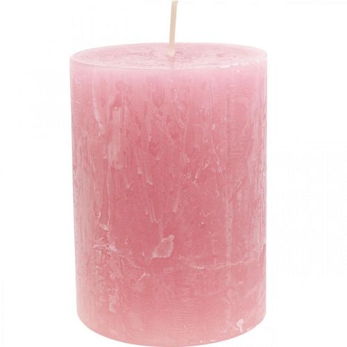 Floristik24 Solid colored candles Dusty pink Rustic candle 80×110mm 4pcs