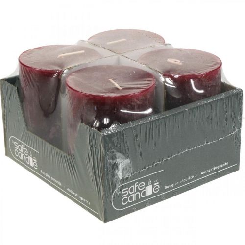 Product Solid Colored Candles Pillar Rustic Burgundy 80×110mm 4 Pcs