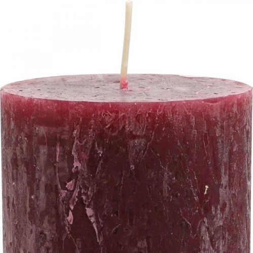 Product Solid Colored Candles Pillar Rustic Burgundy 80×110mm 4 Pcs