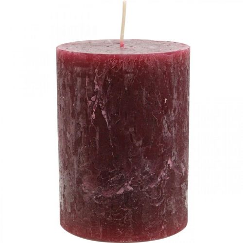 Solid colored pillar candles Rustic Burgundy 80×110mm 4pcs