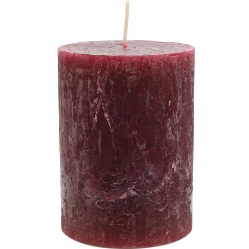 Floristik24 Solid colored pillar candles Rustic Burgundy 80×110mm 4pcs