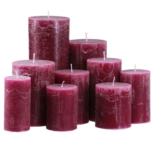 Pillar candles dyed Berry Various sizes