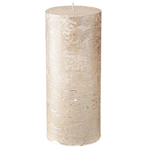 Pillar Candles Solid Colored Light Gold 85×200mm 2 Pcs