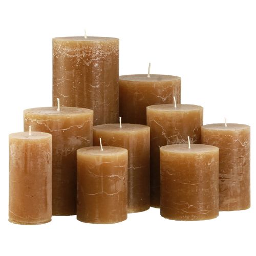 Product Pillar candles colored caramel various sizes