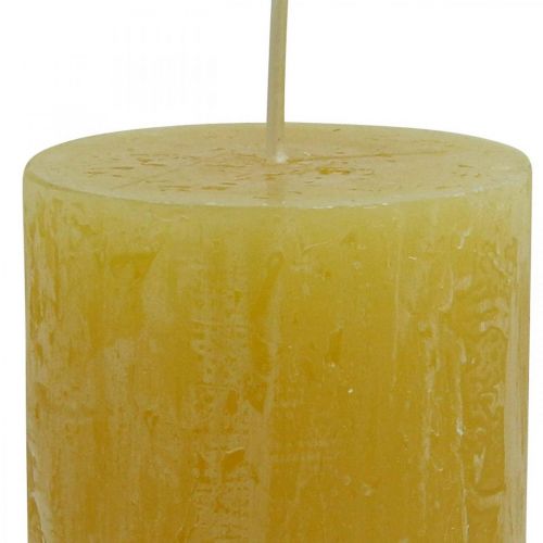 Product Pillar candles Rustic colored candles yellow 60/110mm 4pcs