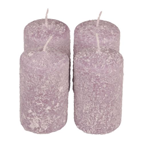 Pillar candles winter Christmas candles purple 60×100mm 4pcs
