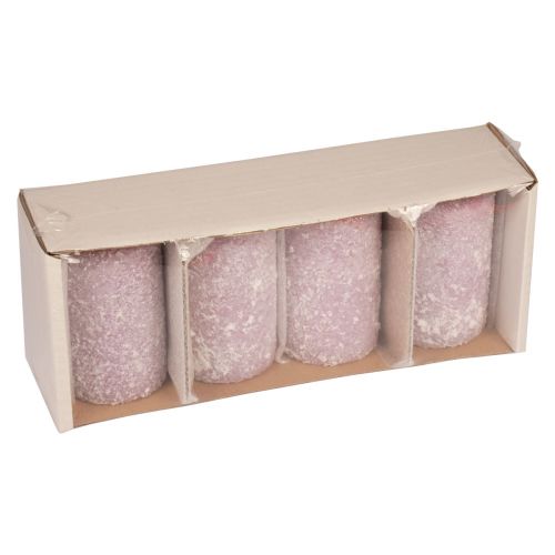 Floristik24 Pillar Candles Winter Christmas Candles Purple 60×100mm 4 Pcs