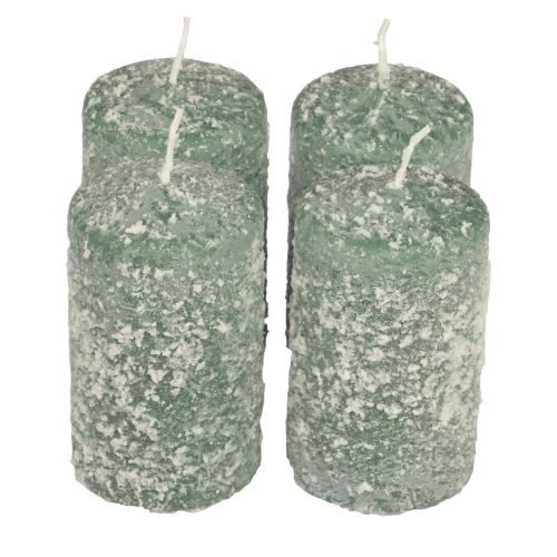 Floristik24 Pillar candles winter Christmas candles green 60×100mm 4pcs