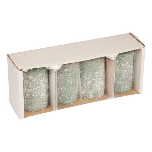 Floristik24 Pillar candles winter Christmas candles green 60×100mm 4pcs