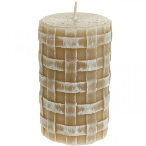 Product Rustic wax candles, brown pillar candles, braided candles 110/65 2pcs