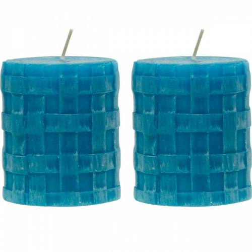 Floristik24 Pillar candles Rustic 80/65 turquoise candle decoration candle 2pcs