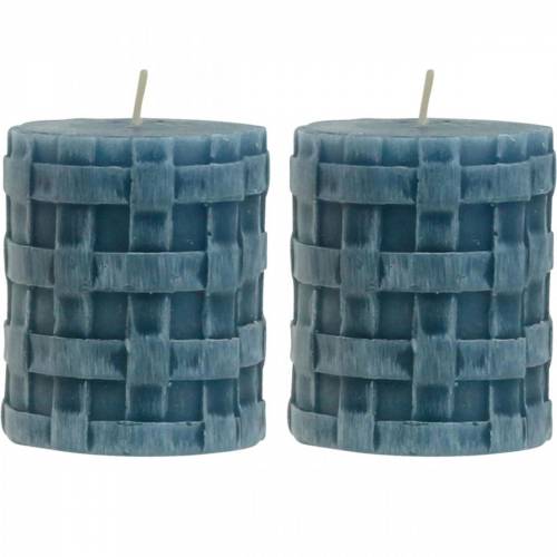 Floristik24 Pillar candles rustic blue 80/65 candles rustic 2pcs