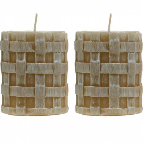 Pillar candles Rustic brown 80/65 candles rustic candle decoration 2pcs