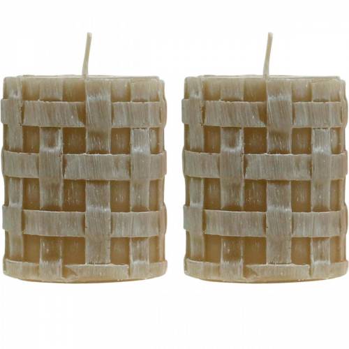 Product Pillar candles Rustic brown 80/65 candles rustic candle decoration 2pcs