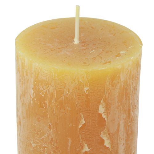 Product Pillar Candles Rustic Solid Colored Advent Candles Yellow 70/110mm 4 Pcs