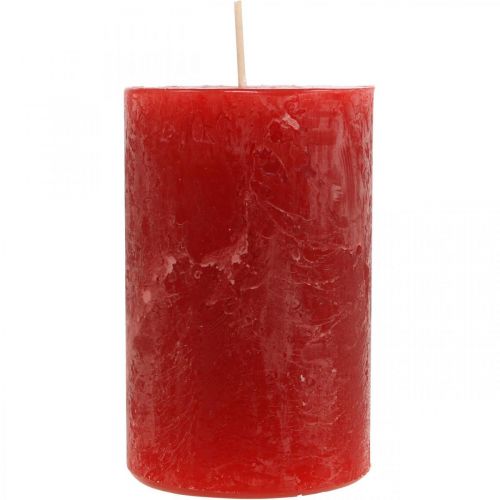 Floristik24 Pillar candles Rustic Colored Advent candles red 70/110mm 4pcs