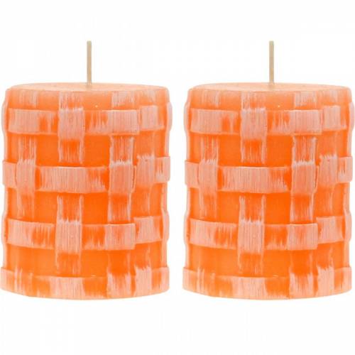 Product Pillar candles Rustic Orange 80/65 candle rustic wax candles 2pcs