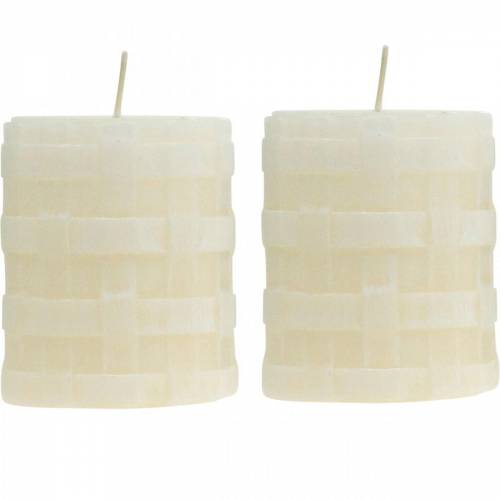 Product Pillar candles White Rustic 80/65 Rustic candle 2pcs