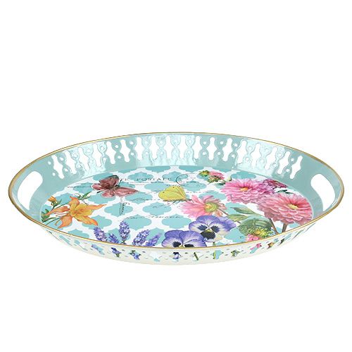 Floristik24 Tray flower motif oval 42cm x 33cm