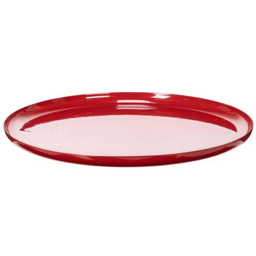 Red Metal Decorative Tray, 27cm, Minimalist Design for Indoor Use