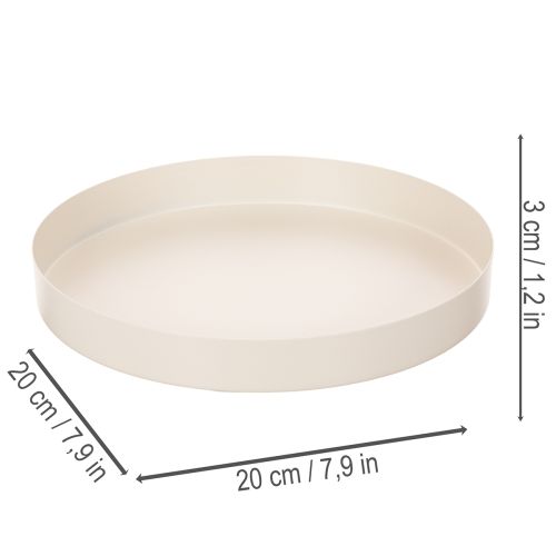 Round Metal Tray Decorative Bowl for Home Accessories 20cm Taupe | Floristik24.co.uk