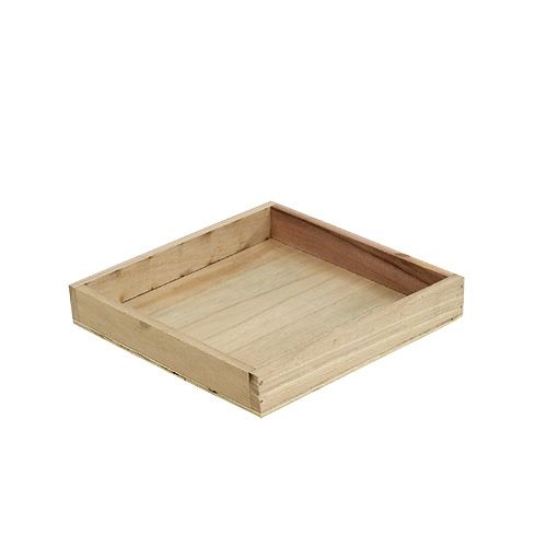 Floristik24 Wooden tray small natural 19cm x 19cm H3cm