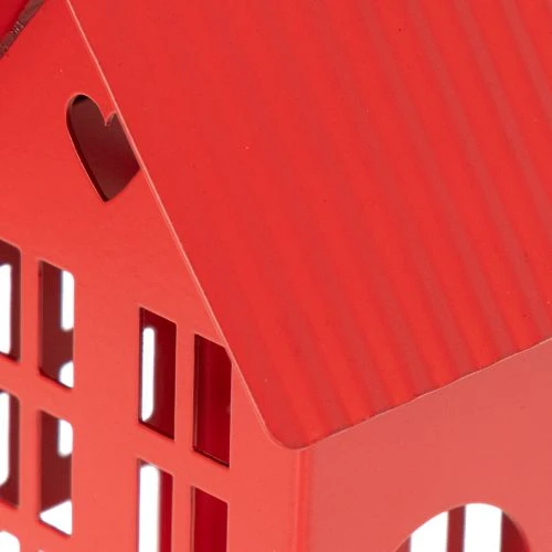 Red Metal Candleholder Houses with Tray, 35cm, 1 Set | Floristik24.co.uk