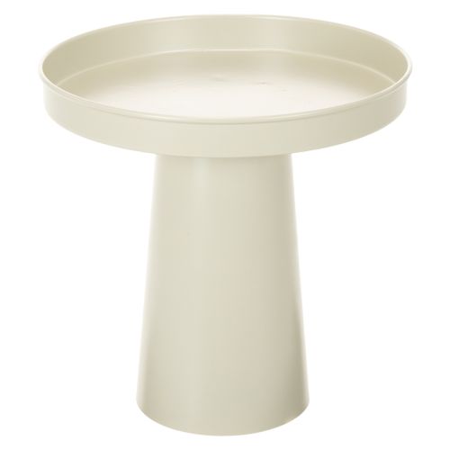 Metal Decorative Tray with Stand for Candles and Figures, 20cm, Beige-Grey