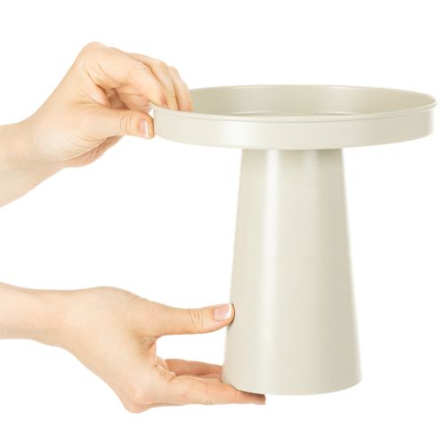 Metal Decorative Tray with Stand for Candles and Figures, 20cm, Beige-Grey | Floristik24.co.uk