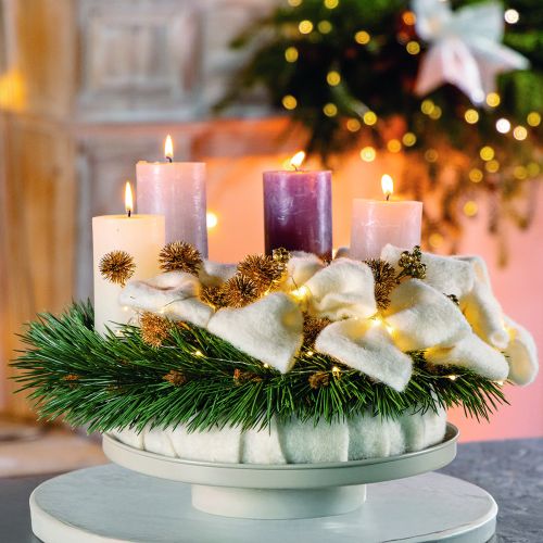 Beige Metal Tray 30 cm for Decorative Arrangements | Floristik24.co.uk