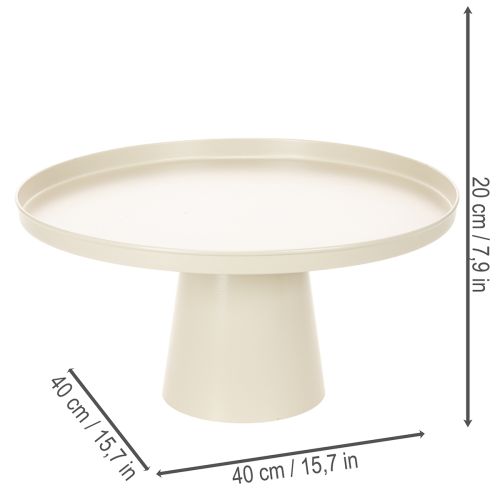 Round Beige Metal Decorative Plate with Elevated Base, 40 cm | Floristik24.co.uk