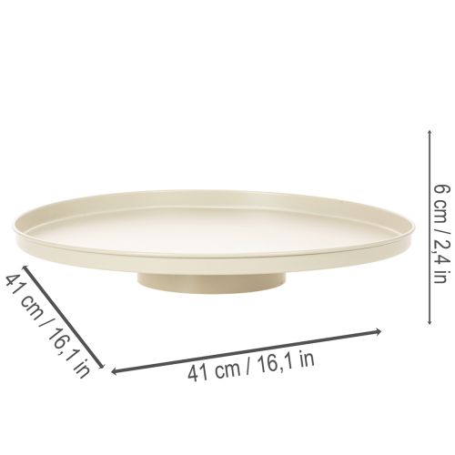 Round Metal Decorative Plate 41 cm Beige for Indoor Table Display | Floristik24.co.uk