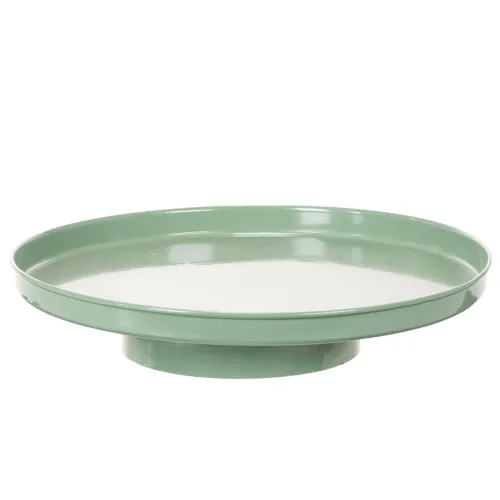 Round Green Metal Decorative Plate with Base – 30cm