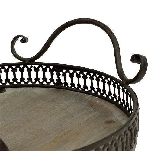 Product Tray with handles Ø20cm H8.5cm Brown