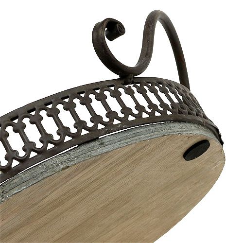 Product Tray with handles Ø20cm H8.5cm Brown