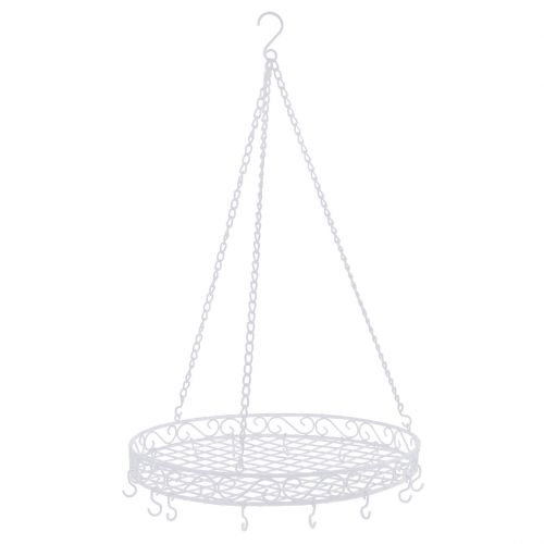 Floristik24 Tray with hook Ø44,5cm for hanging white
