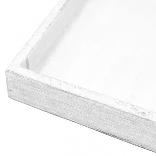 Floristik24 Decorative tray white square wooden table decoration vintage 19×19cm