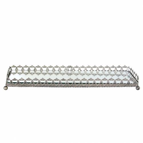 Floristik24 Decorative tray with mirror bottom antique silver 53cm x 18cm