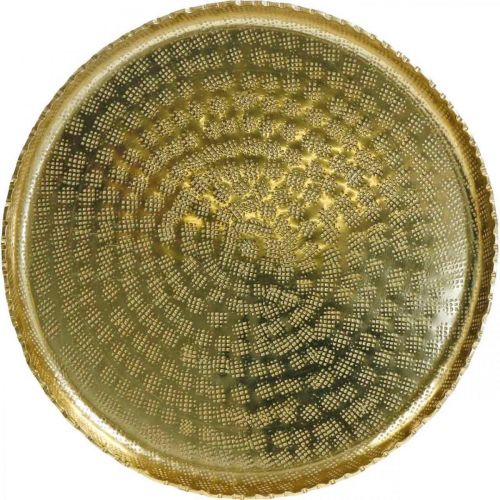 Floristik24 Round metal tray, golden decorative plate, oriental decoration Ø30cm