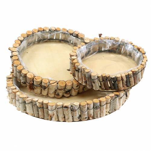 Floristik24 Round tray for planting natural birch Ø23/31/41cm set of 3