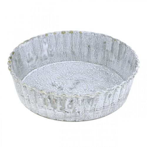 Product Biscuit-shaped metal plate, round decorative tray, table decoration washed white Ø14cm H4cm